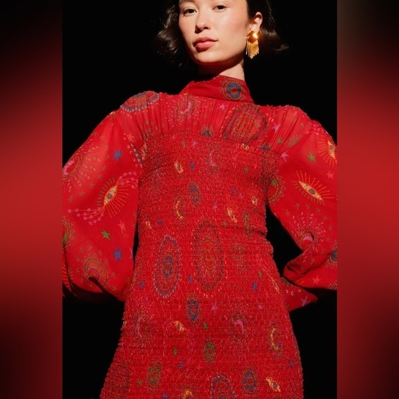 FARM Rio Red Mystic Night Midi Dress In Mystic Night size small - Picture 2 of 16